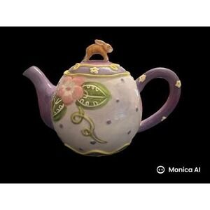 Home Interiors Purple Pink Petite Bunny Teapot